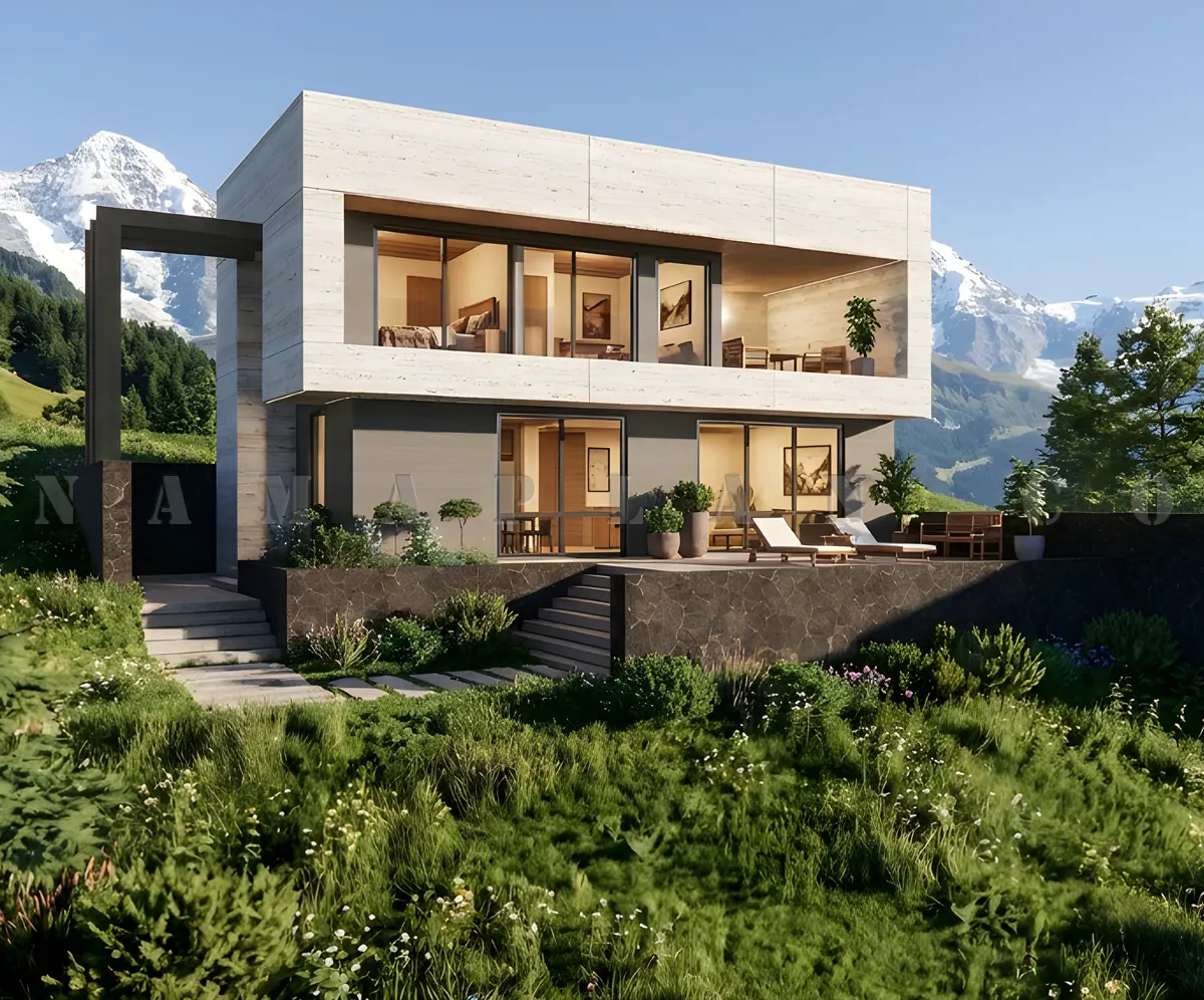 طراحی باغ ویلا دوبلکس ویلا مدرن 