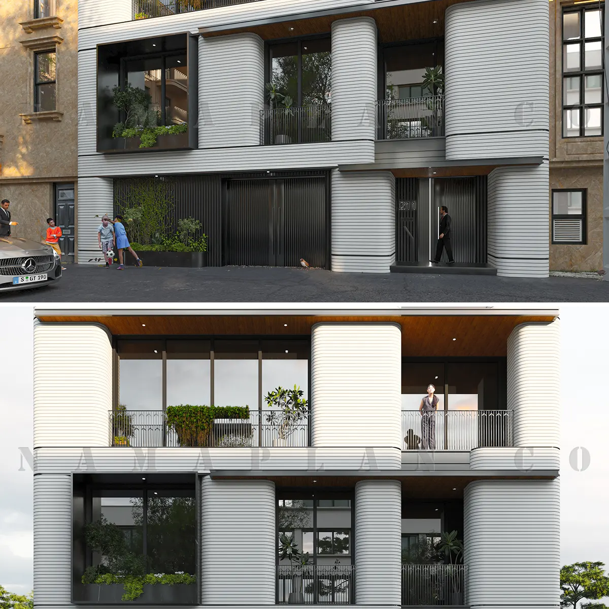 طراحی نمای آپارتمان 4 طبقه 