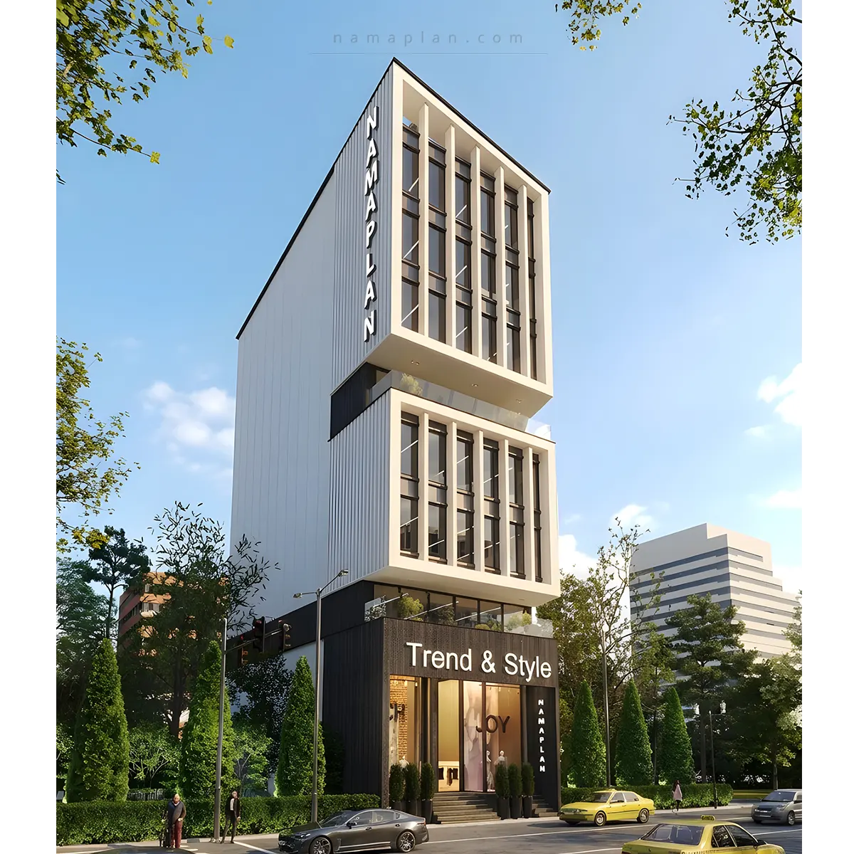 طراحی ساختمان تجاری اداری 7 طبقه در ساری 