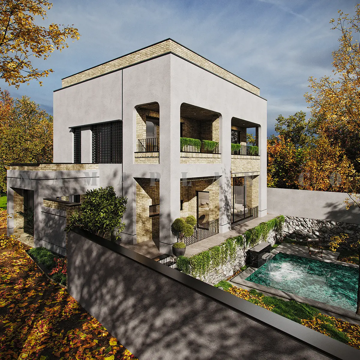 طراحی نمای خانه دوبلکس 180 متری در دلیجان