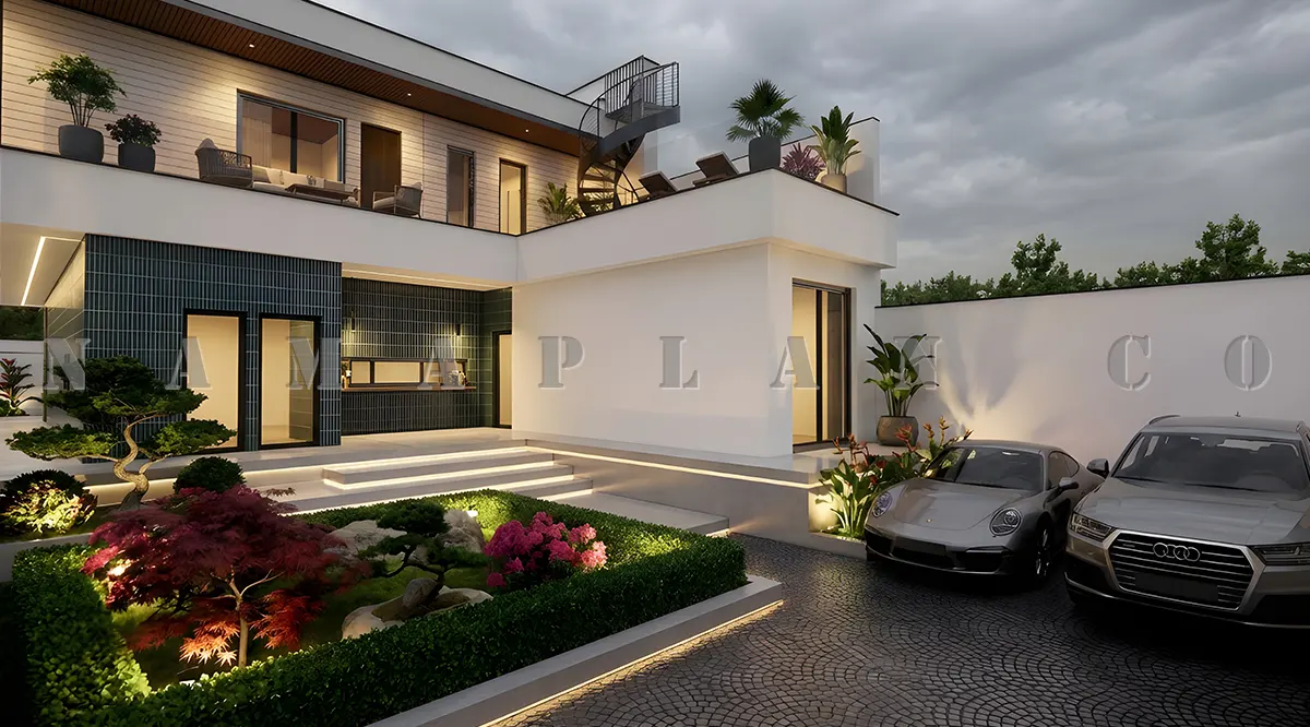 طراحی ویلای دوبلکس مدرن در ساری
