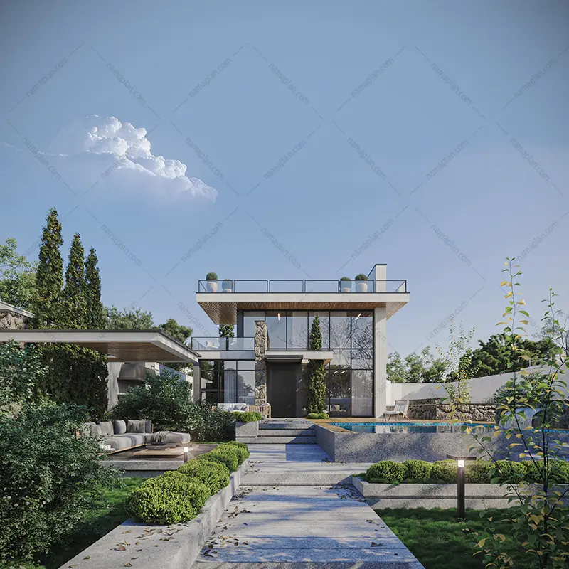 طراحی خانه باغ مدرن در سنگر- گیلان