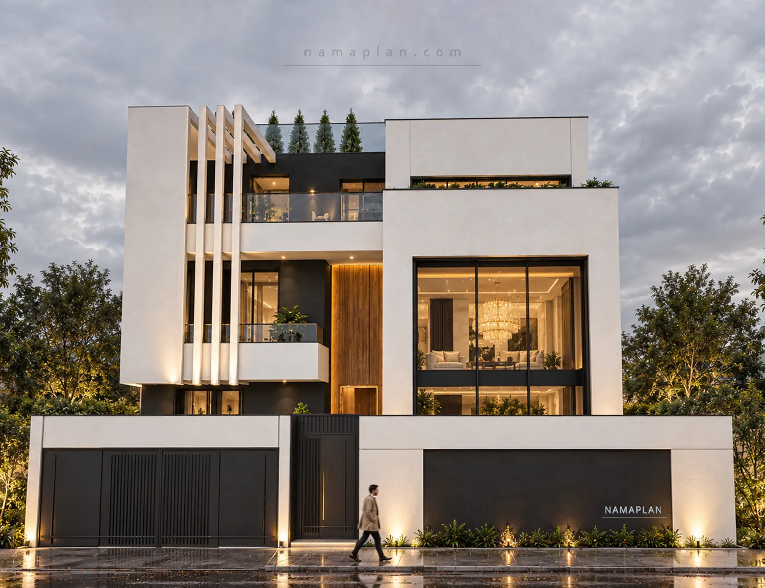 رندر نمای اصلی ویلای تریبلکس بندپی نوشهر