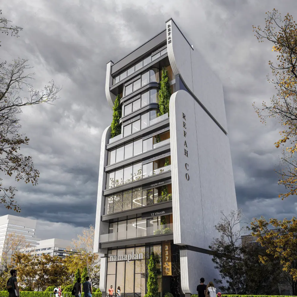 طراحی مجتمع تجاری اداری 12 طبقه