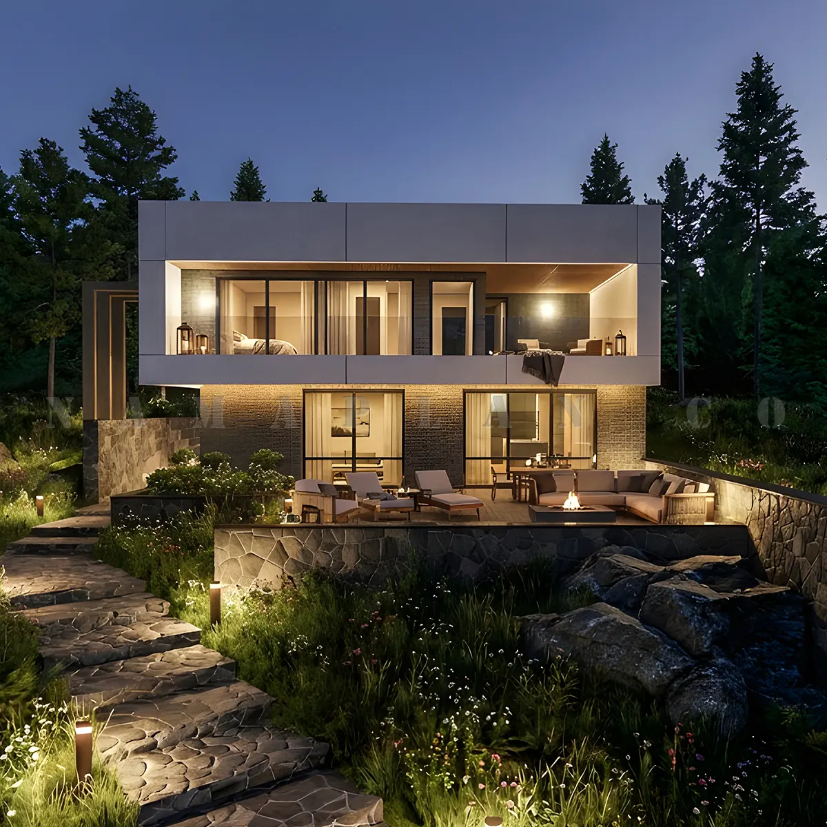 طراحی باغ ویلا 258 متری در روستای شب کلا 