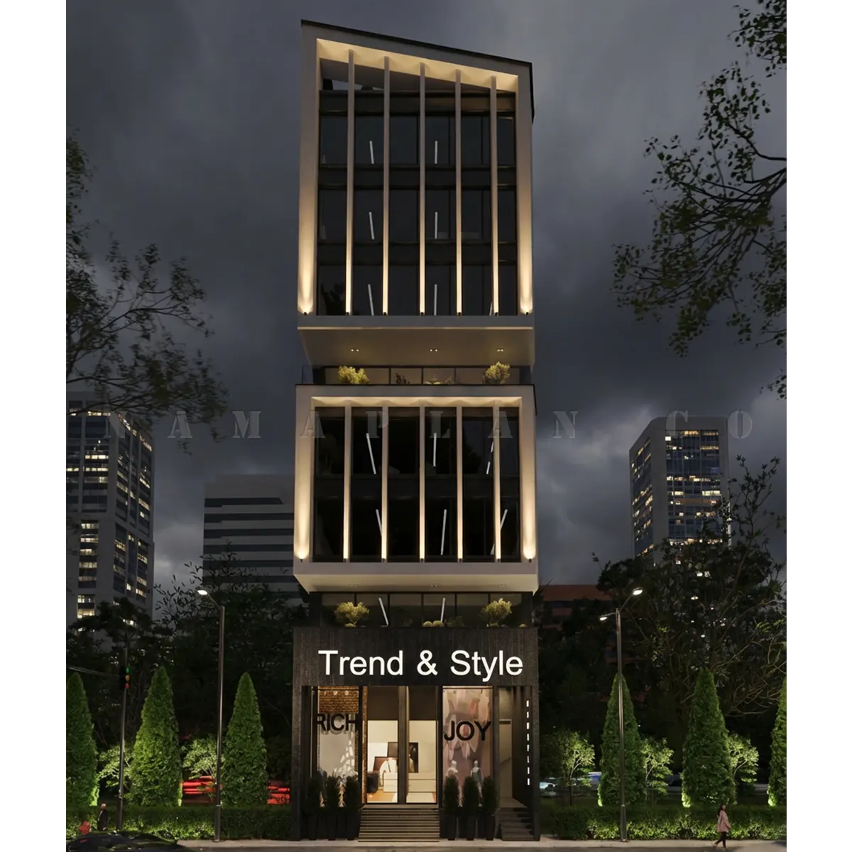 طراحی نمای آپارتمان 7 طبقه در ساری