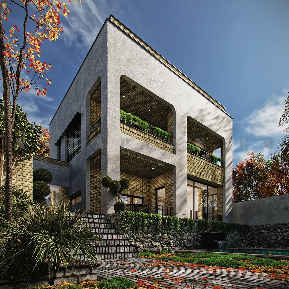 طراحی نمای خانه دوبلکس 