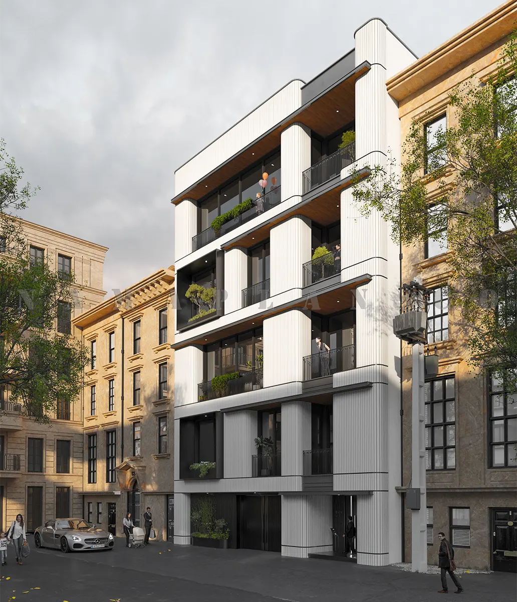 ساختمان مسکونی چهار طبقه یک واحدی 