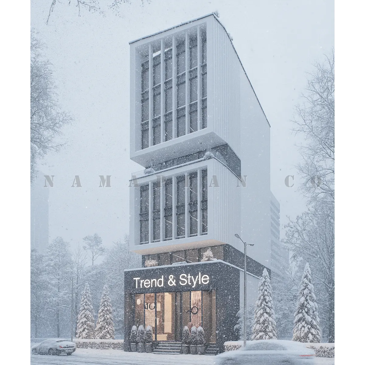 طراحی ساختمان تجاری اداری 7 طبقه در ساری 