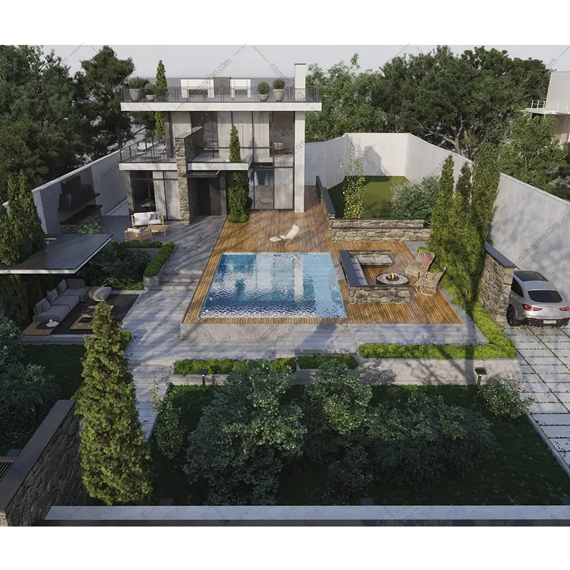 طراحی خانه باغ ویلایی مدرن 