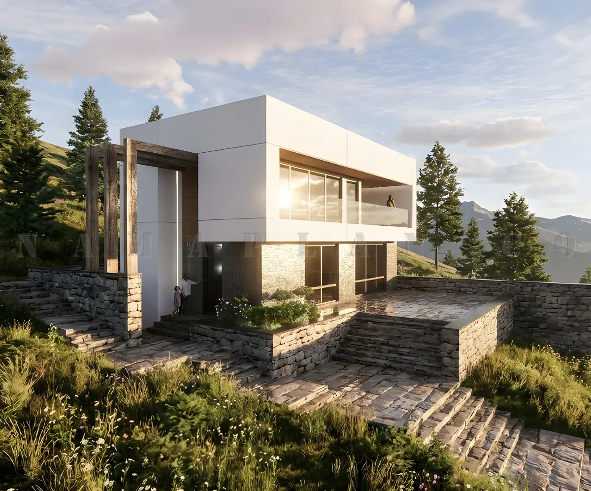 پلان پروژه ویلایی دوبلکس در روستا شب کلا 